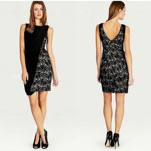 Karen Millen Lace Jersey Draped Black Dress